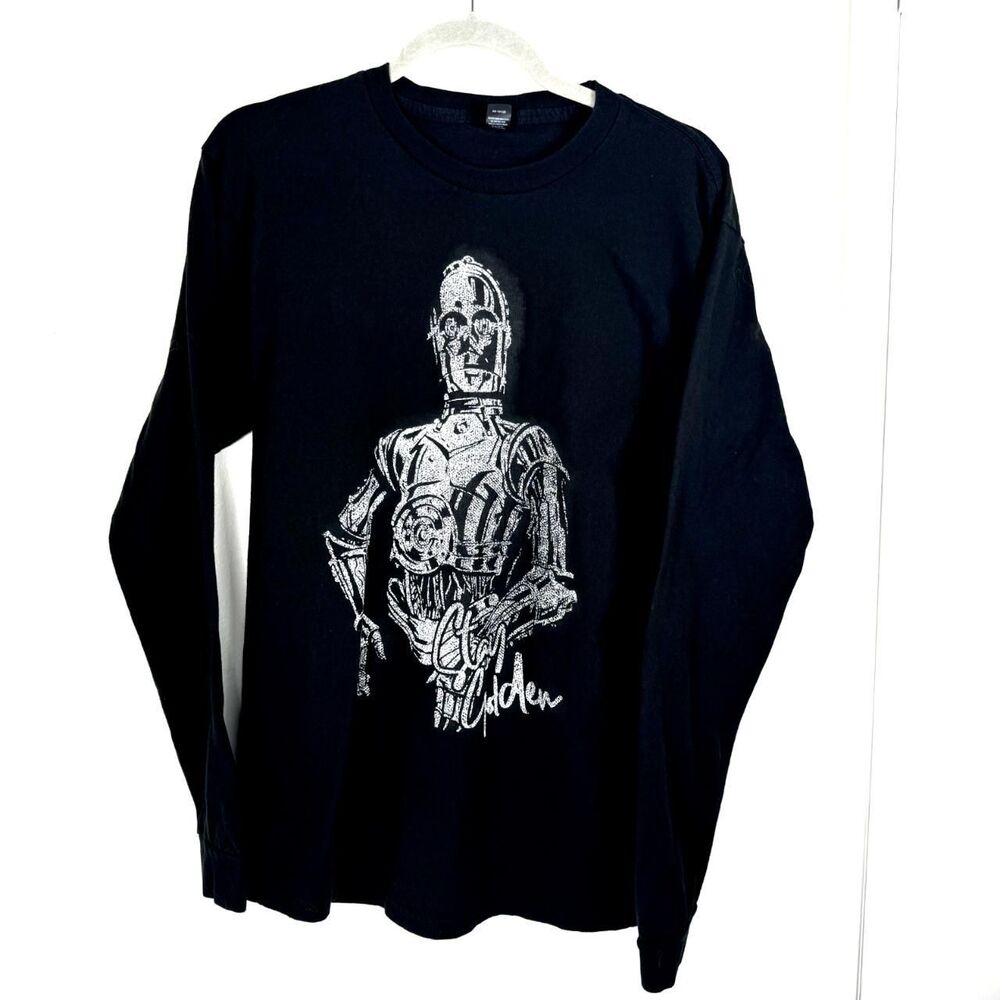 Star Wars C-3PO Womens Black Medium Stay Golden Long sleeve Shirt Crew Neck